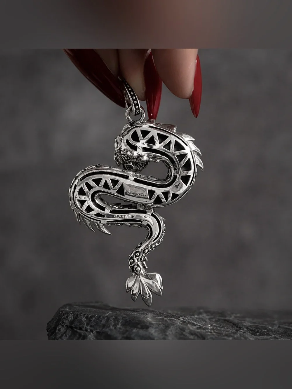 THOMAS SABO Blackened Sterling Silver Dragon Pendant Gothic Luxury Rare